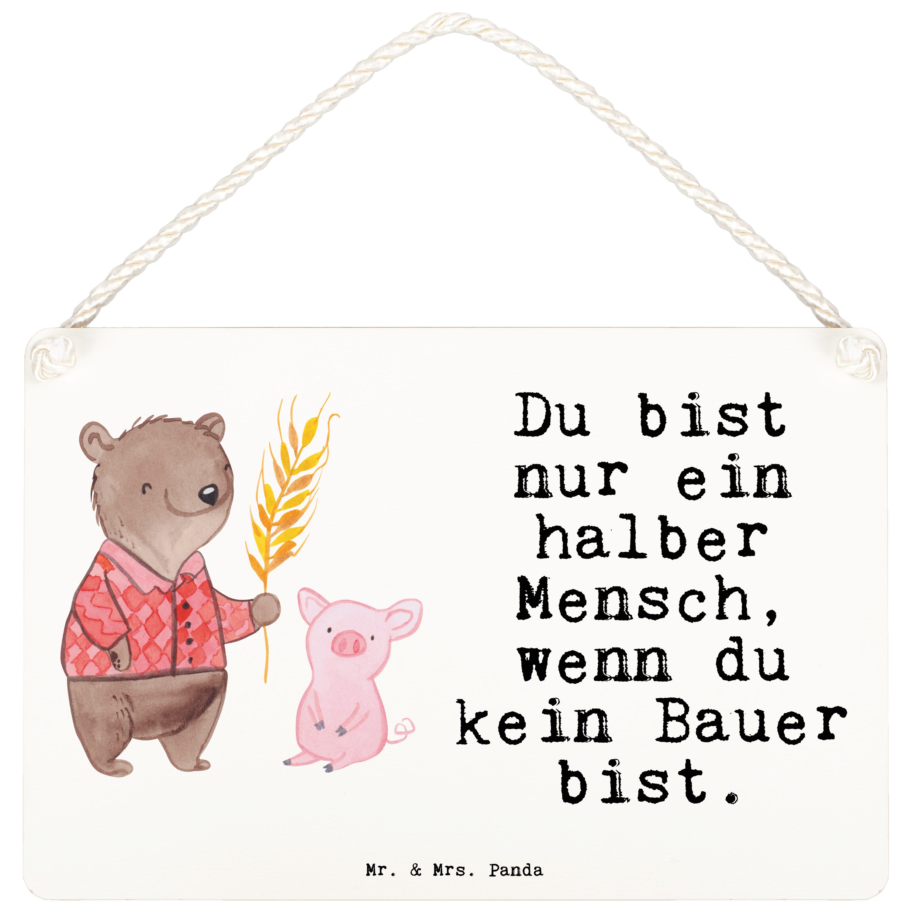 Mr. & Mrs. Panda Hinweisschild DIN A6 Bauer Herz Weiß Geschenk