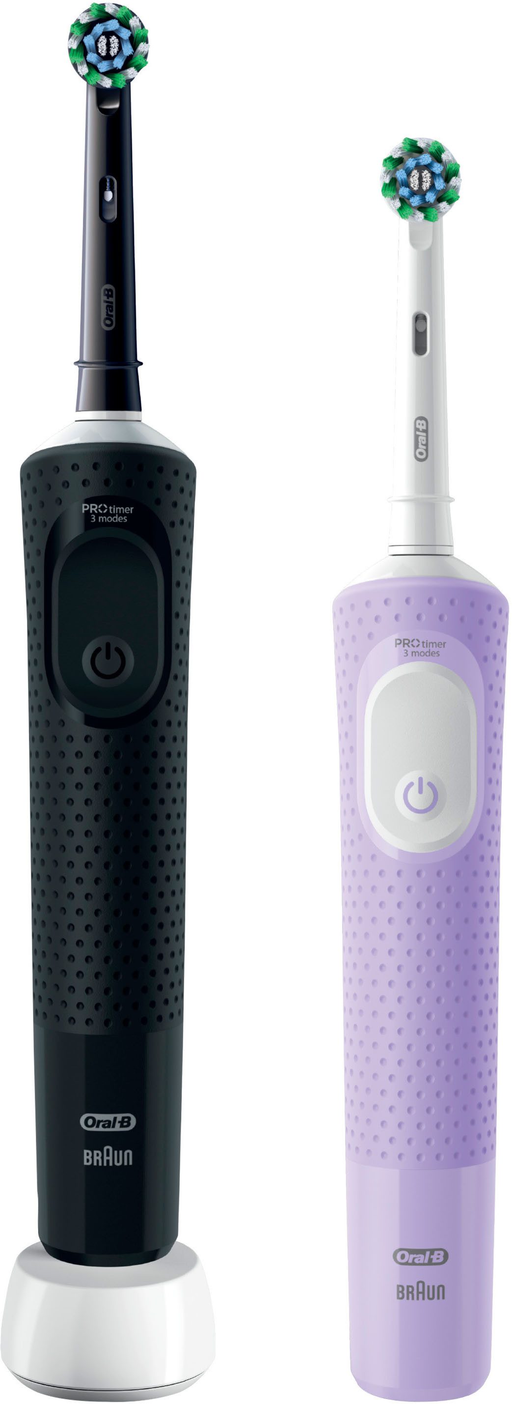 Oral-B Elektrische Zahnbürste Oral-B Vitality Pro, Aufsteckbürsten: 2 St., Doppelpack mit 2 Aufsteckbürsten, 3 Putzmodi für Zahnpflege, Designed by Braun, schwarz/lila