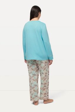 Ulla Popken Pyjama Schlafanzug Tunika-Ausschnitt Langarm Taschen