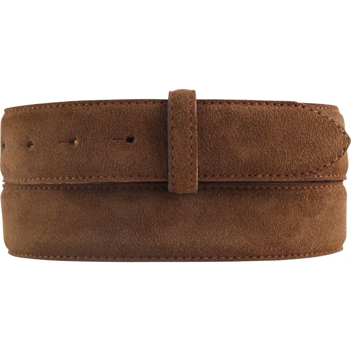 BELTINGER Ledergürtel Gürtel aus Veloursleder ohne Schnalle 3,5 cm - Velour-Ledergürtel für Tabac