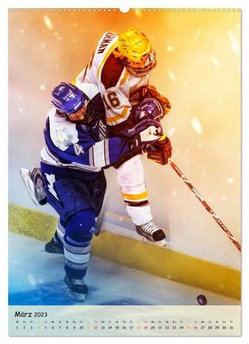 CALVENDO Wandkalender Eishockey Leidenschaft (Premium, hochwertiger DIN A2 Wandkalender 2023, Kunstdruck in Hochglanz)