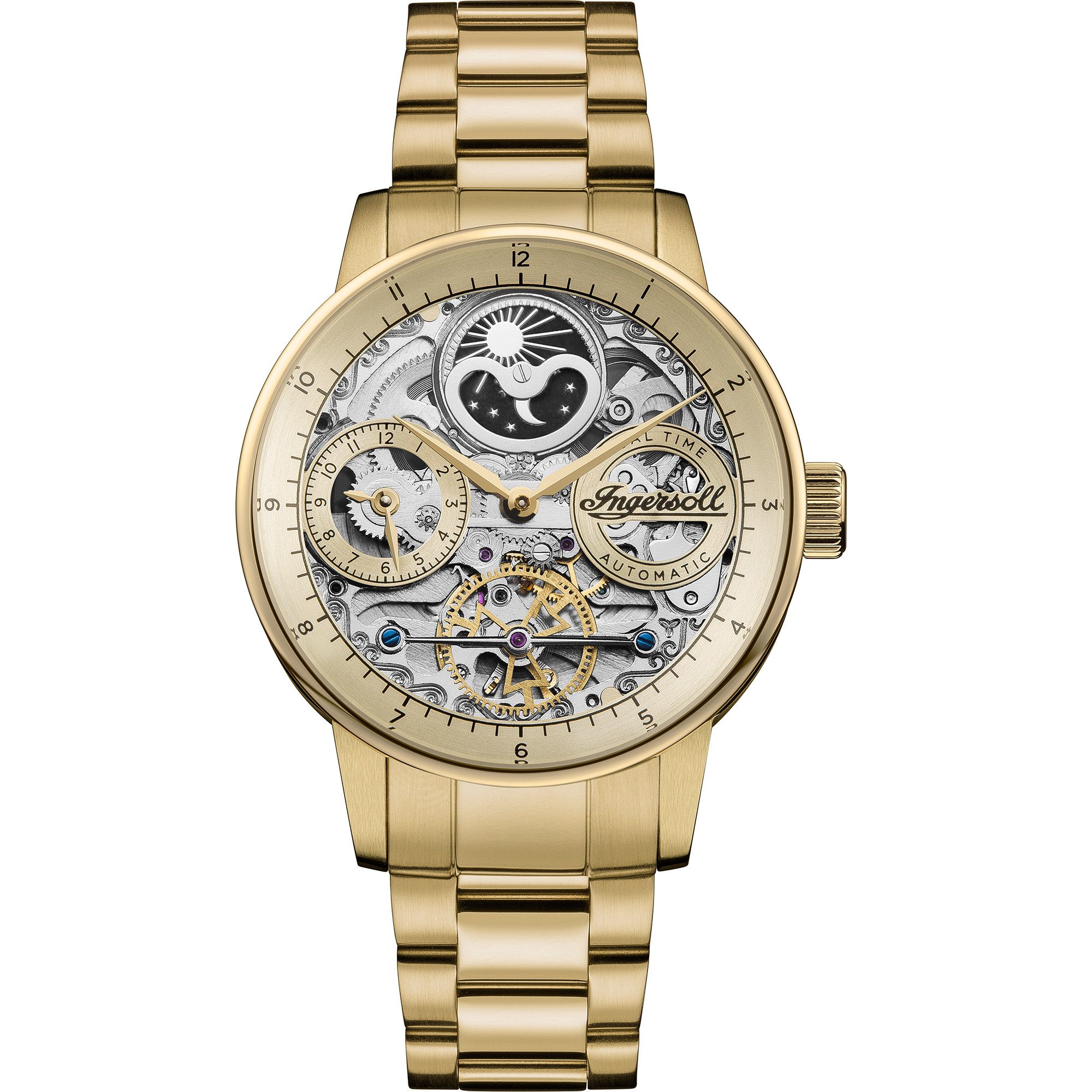 Ingersoll Automatikuhr The Jazz I07711, Armbanduhr, Herrenuhr, Mechanische Uhr, Edelstahlarmband, analog