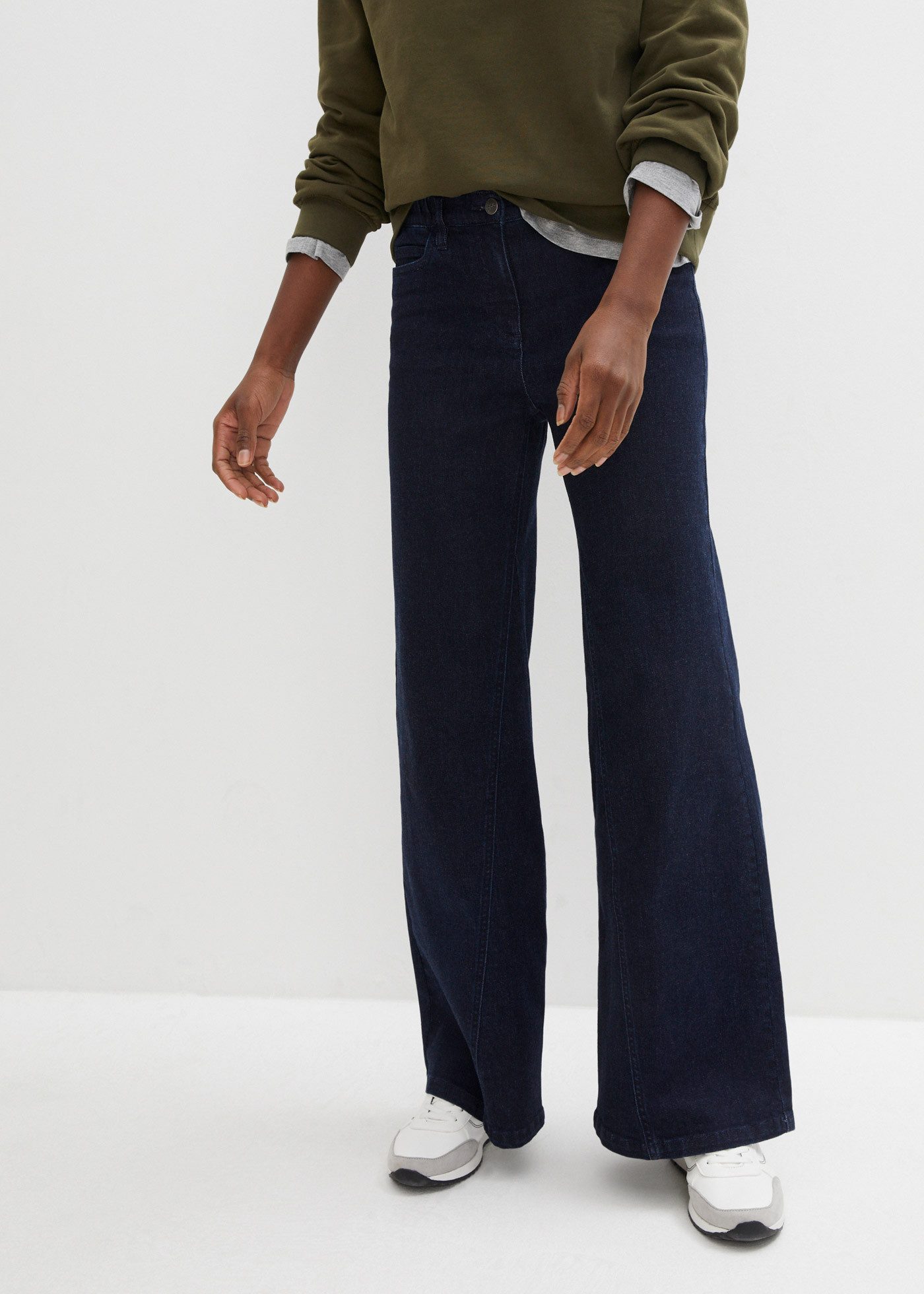 bonprix Weite Jeans Regular Fit, mit Elasthan-Anteil, mit Bequembund günstig online kaufen