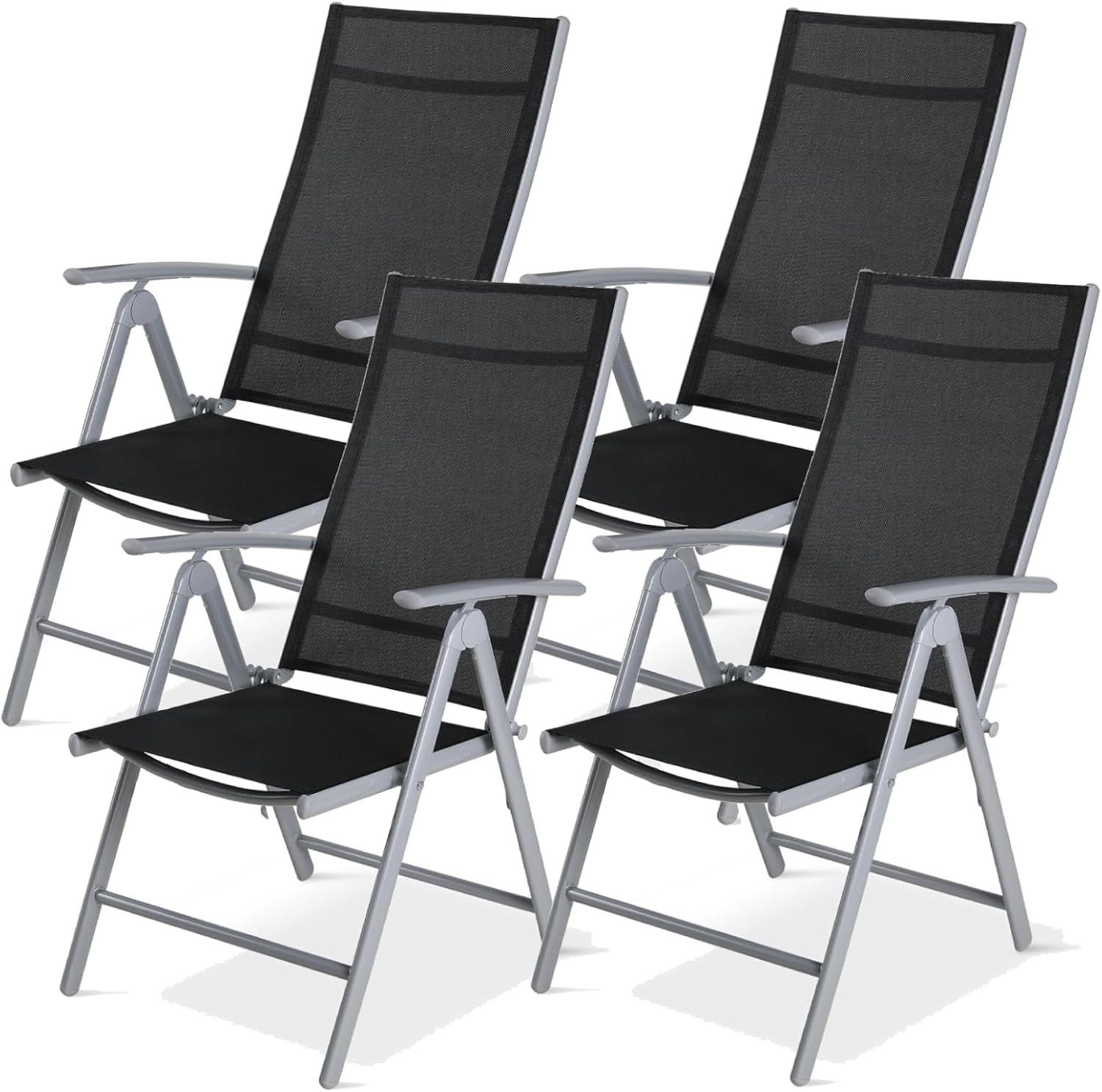 TLGREEN Gartenstuhl Hochlehner, 2/4er Set Balkonstuhl,Klappstuhl,Campingstühle (4 St), klappbar, 7-Fach verstellbare, wetterfest, aus Aluminium, Bis 120kg