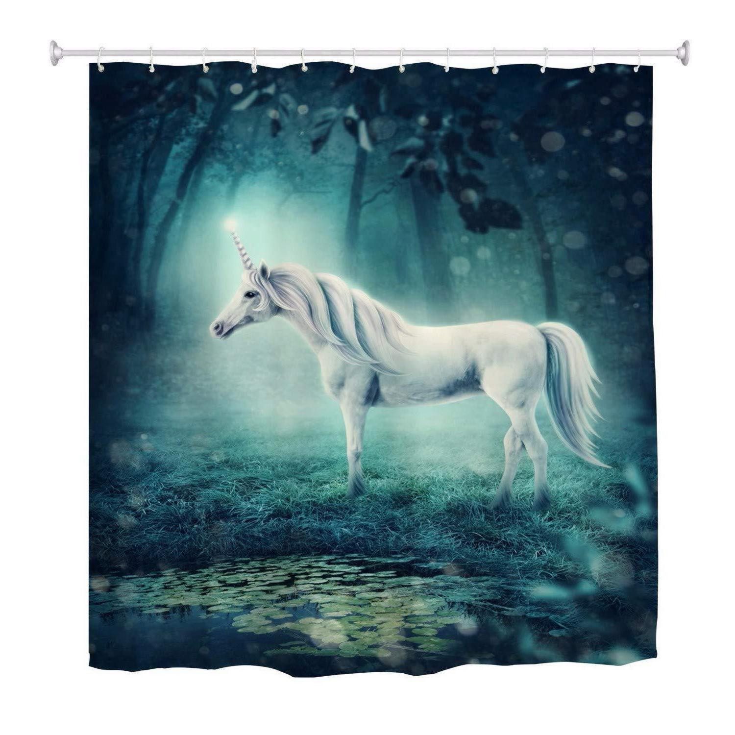 LuxusKollektion Duschvorhang Duschvorhang Einhorn Motiv 180x180 cm Breite 180 cm