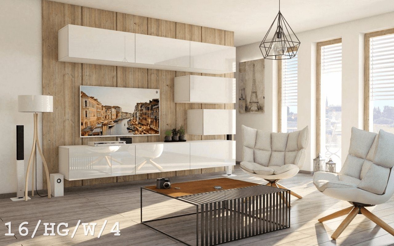 ROYAL24_MARKT Wohnwand - Premium Material für dein Wohnzimmer, (Komplett Set, 8-St., Premium Material), Elegantes Design - Qualität und Innovation - Grifflos