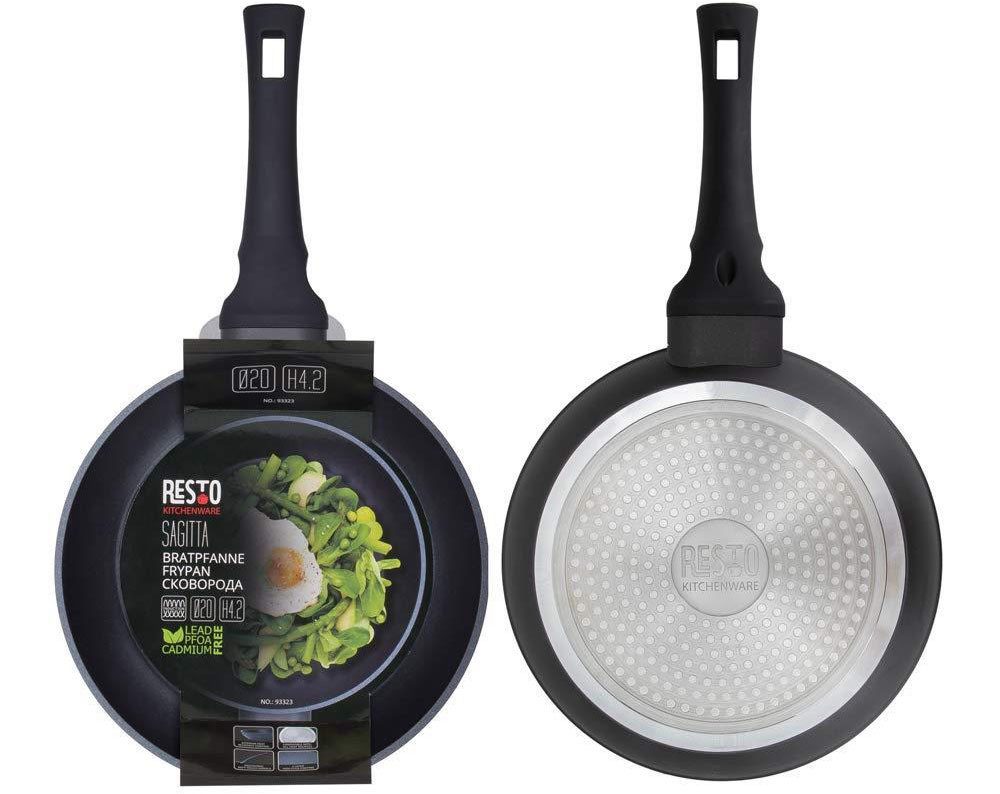 RESTO Kitchenware Bratpfanne Sagitta, Pfanne antihaftbeschichtet - non stick frying pan, Aluminium (1-tlg), mit einem ergonomischen, weichen Griff mit Hängeschlaufe
