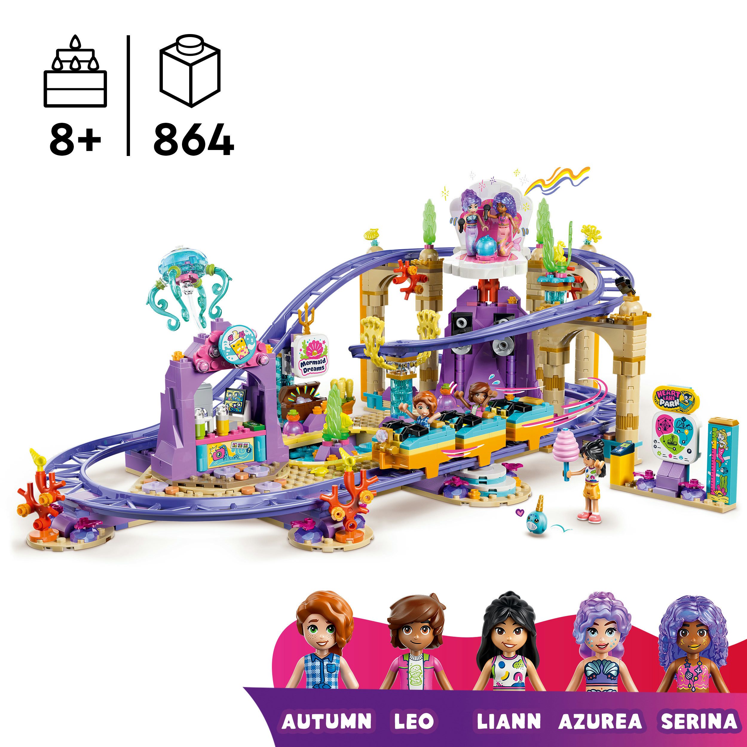LEGO® Meerjungfrauen-Achterbahn (42703), LEGO Friends Konstruktionsspielsteine, (864 St), Made in Europe