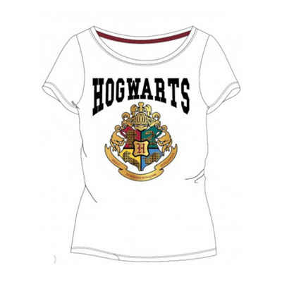 Harry Potter T-Shirt Harry Potter T-Shirt kurzärmelig mit farbigem Hogwarts Wappen