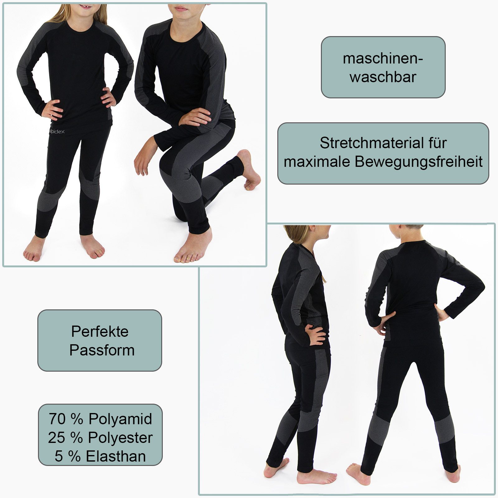 ALPIDEX Thermounterwäsche-Set Kinder Thermounterwäsche