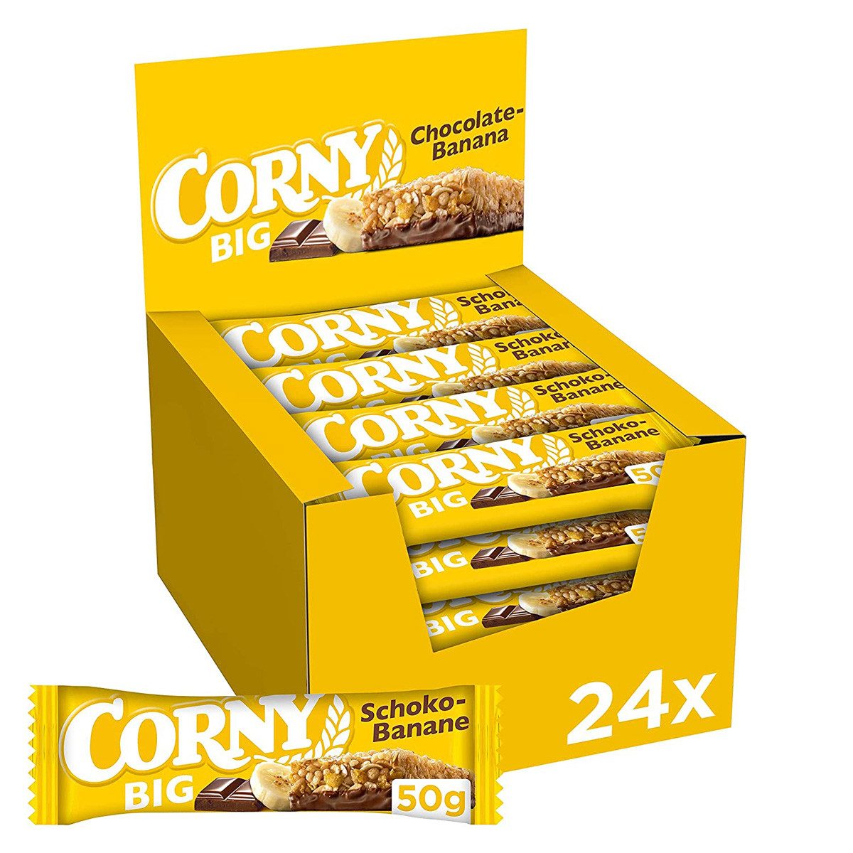 CORNY Cerealien, Corny Big Schoko Banane Milchschokolade und Bananenstückchen 24er Pack