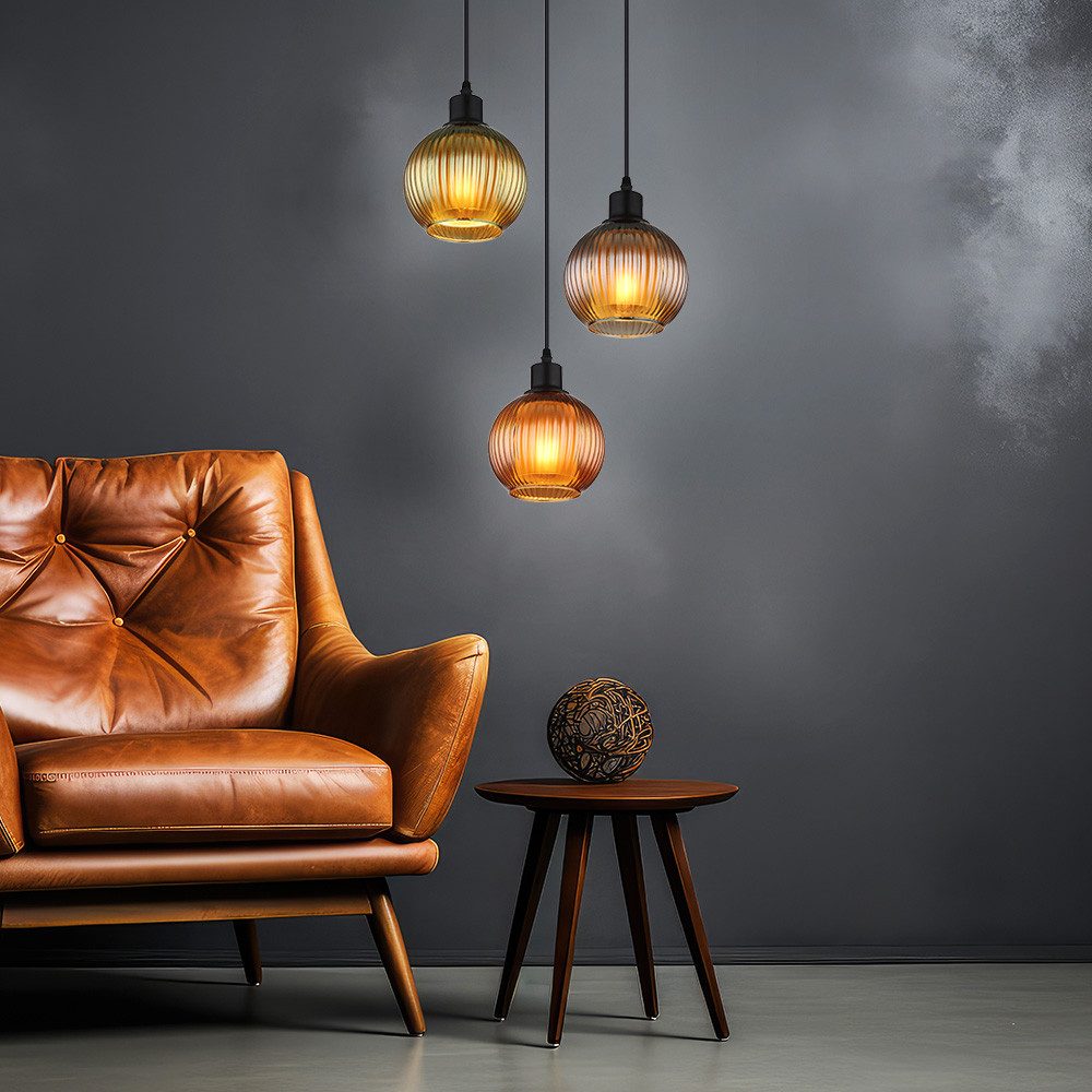 GLOBO LIGHTING LED Pendelleuchte, Leuchtmittel inklusive, Warmweiß, Hängelampe Pendellampe Esstischleuchte 3 flammig Glas LED H 120 cm
