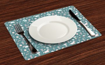 Platzset, Waschbare Stoff Esszimmer Küche Tischdekorations Digitaldruck, Abakuhaus, (4-teilig, 4 Teilig-St., Set aus 4x), Fantasie Schloss Kleiner Prinz