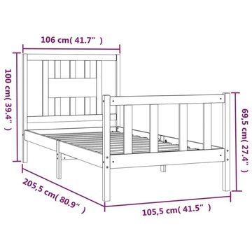 vidaXL Bettgestell Massivholzbett mit Kopfteil Kiefer 100x200 cm Bett Bettgestell