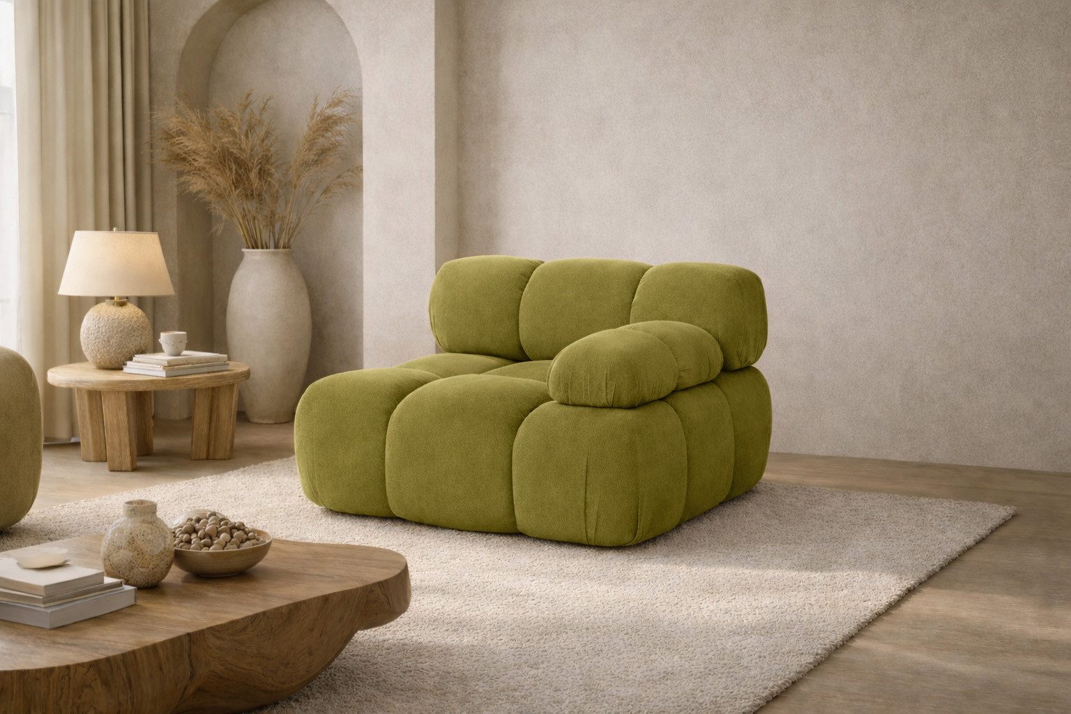 Kaiser Möbel Sofaelement seitlich links / rechts, modulares System, Veloursstoff Salvador,SELIA (Einzelelement), HR-Schaum Wellenfederung