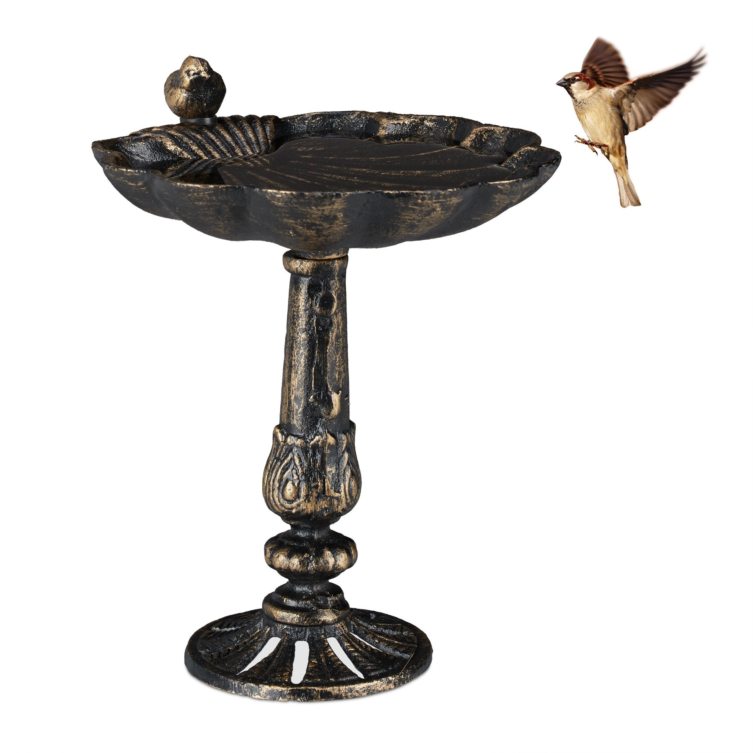 relaxdays Vogeltränke Gusseise, Bronze