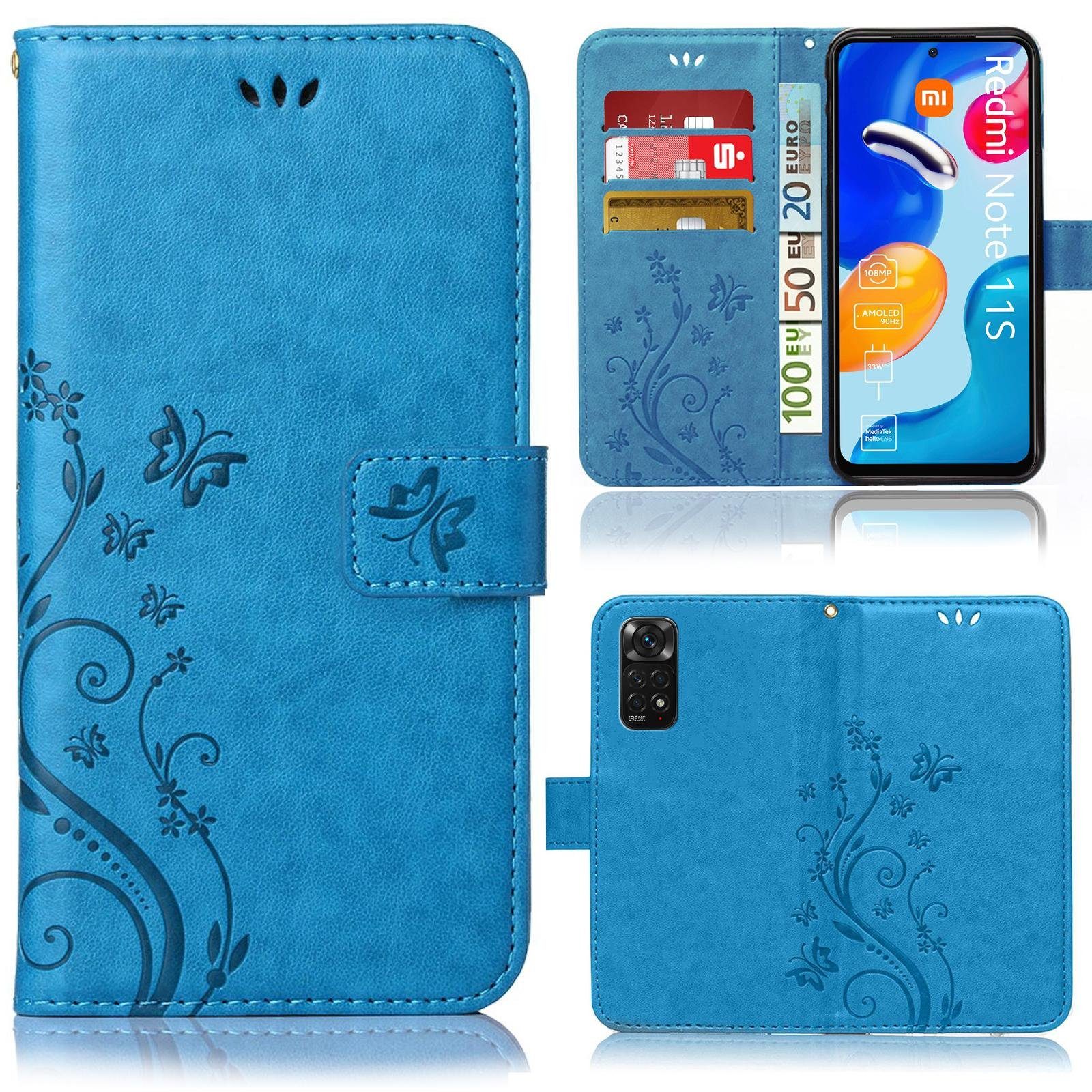 Numerva Handyhülle Bookstyle Flower für Xiaomi Redmi Note 11/Note 11s, Handy Tasche Schutzhülle Klapphülle Flip Cover mit Blumenmuster