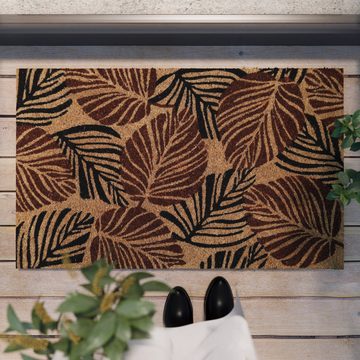 Fußmatte Jungle Mat, Wecon home, Höhe: 18 mm, Fussmatte aus Kokosfaser mit Antirutschbeschichtung, florales Design