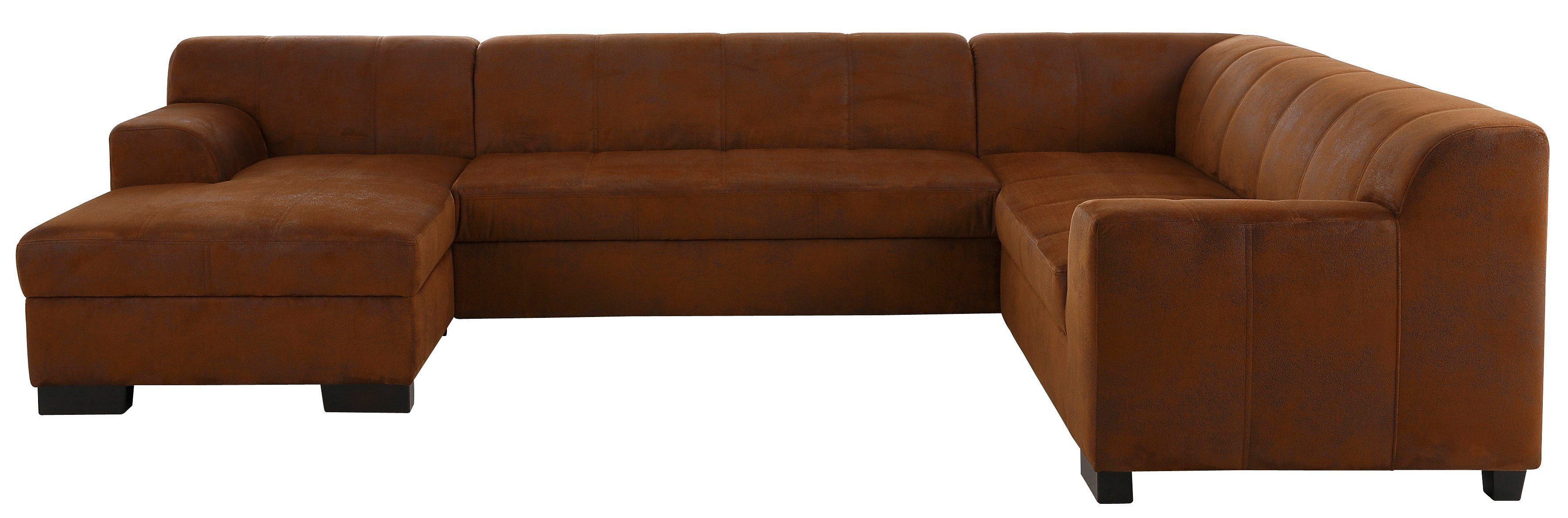 Home affaire Wohnlandschaft Falk klare Linien, zeitlos und komfortabel, U-Form, mit Federkern und wahlweise mit Bettfunktion