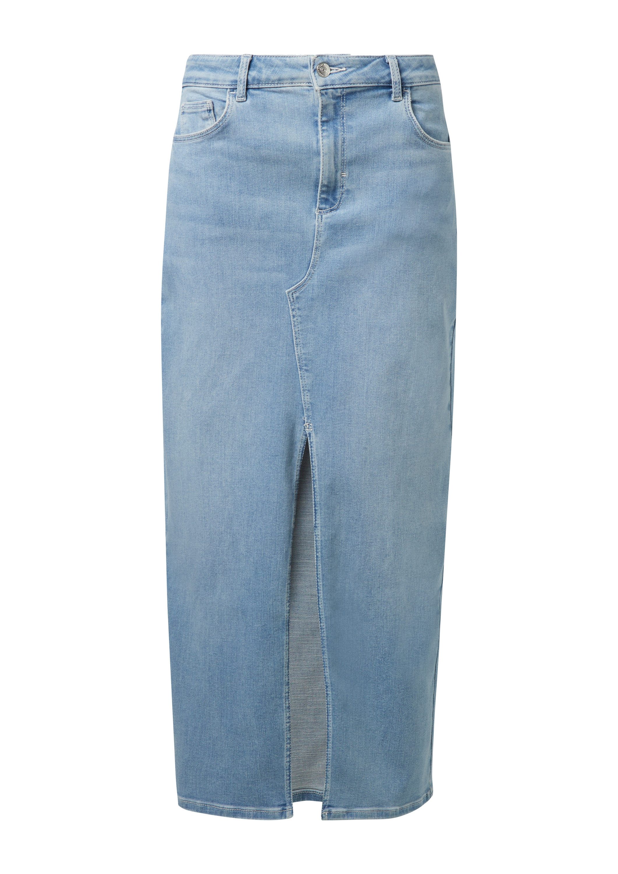 comma Maxirock Rock Langer Jeans-Rock mit Schlitz