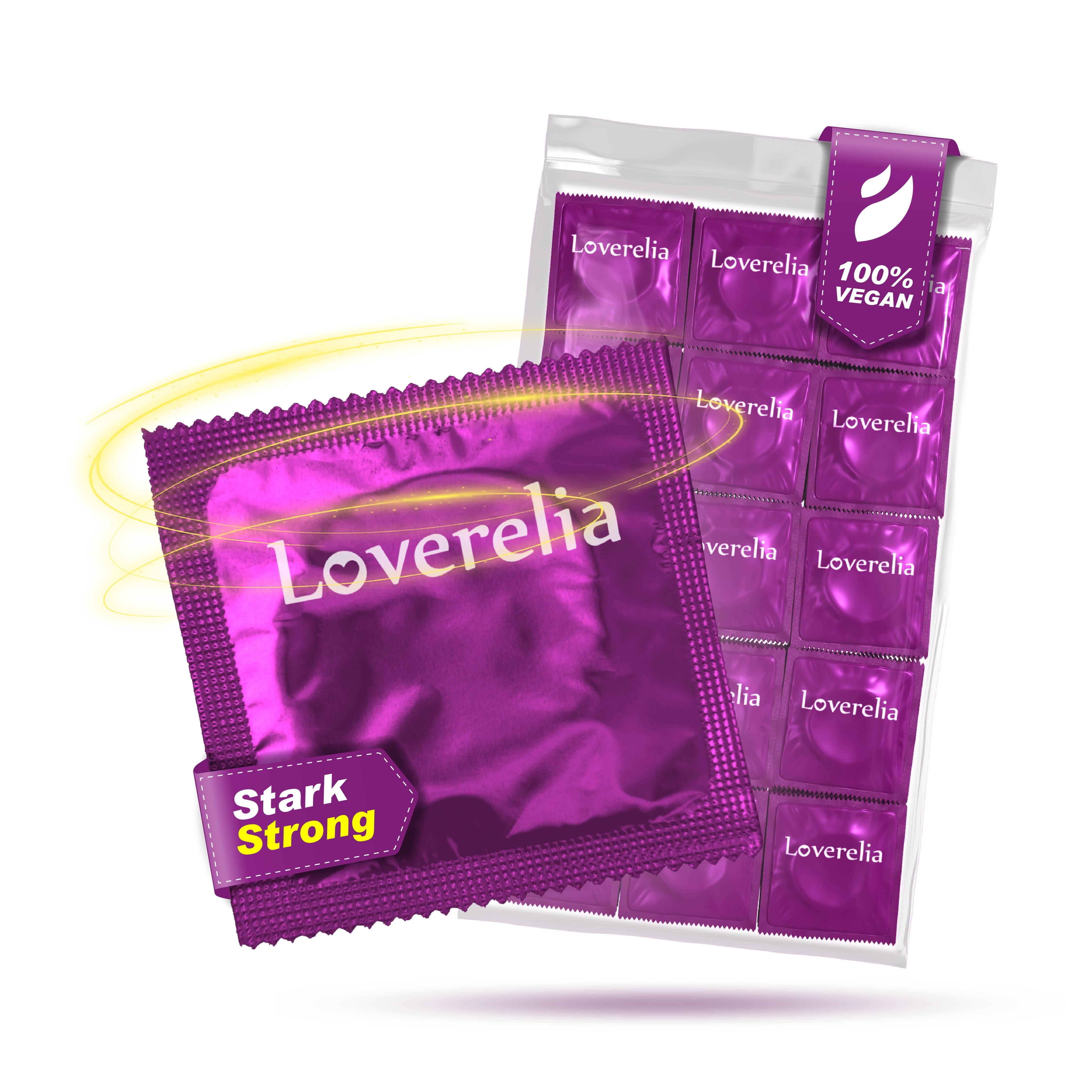 Loverelia Kondome STRONG, extra starke Kondome, Wandstärke 0,09-0,11mm - vegan - 53mm