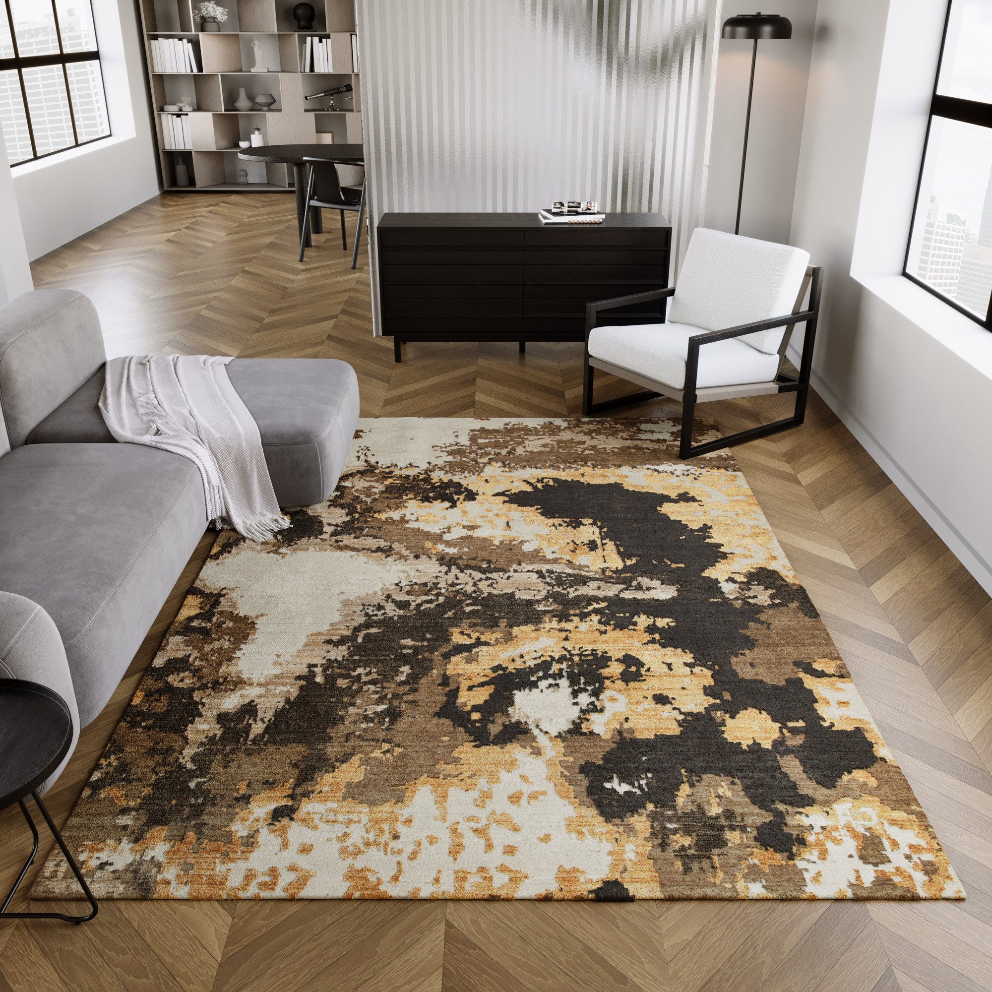 Esprit Teppich Manhattan, rechteckig, Höhe: 6 mm, Wollteppich, kurzflor, Vintage, gewebt, modern, edel, Wohnzimmer