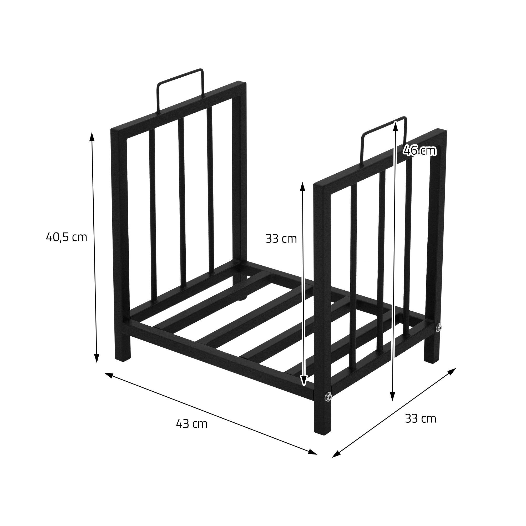 Schwarz ML-DESIGN Kaminholzhalter, Kaminholzständer BxTxH:33x43x46 Holzaufbewahrung rechteckig 43x46x33cm cm, Innen/Außen Metall Brennholzregal Kaminholzregal