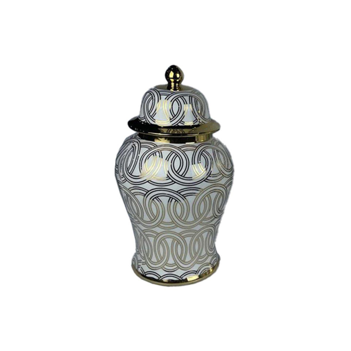 DKD Home Decor Dekovase Vase DKD Home Decor Porzellan Golden Weiß Orientalisch 22 x 22 x 42 cm