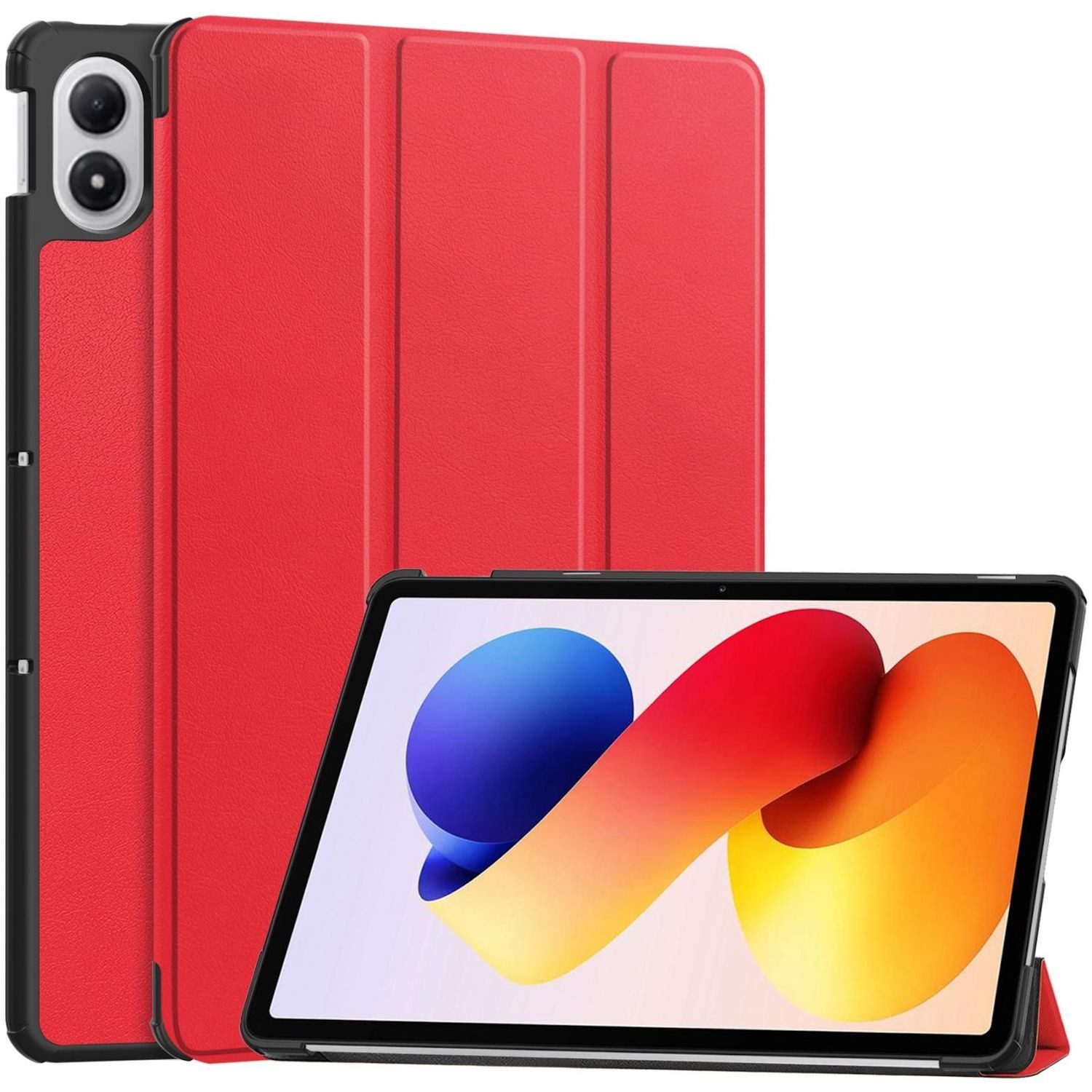 Wigento Tablet-Hülle 3folt Wake UP für Xiaomi Redmi Pad 2 Pro 12.1" Smart Rot, 3-Fach Halterung, Kratzfest, Leicht