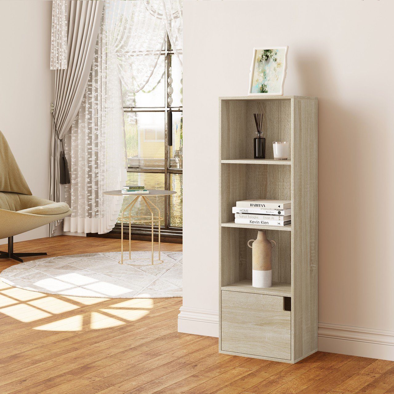 EUGAD Bücherregal, 1-tlg., mit 4 Fächern 1 Tür, Würfelregal aus MDF günstig online kaufen