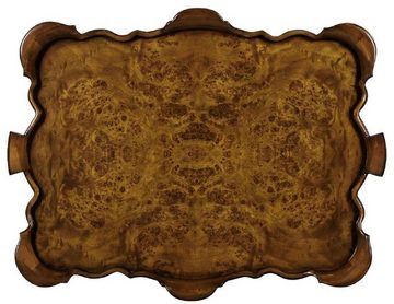 Casa Padrino Beistelltisch Luxus Barock Beistelltisch mit 2 Schubladen und abnehmbarem Tablett Braun 82 x 62 x H. 80 cm - Eleganter Mahagoni Teetisch - Barock Möbel - Luxus Qualität