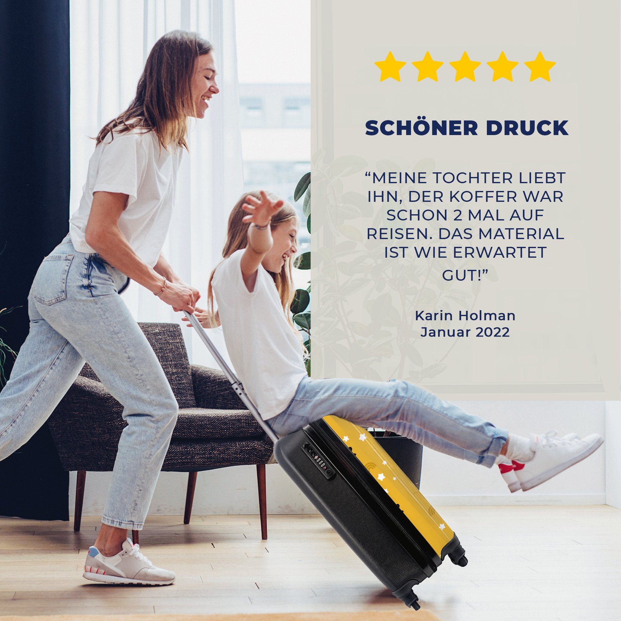 MuchoWow Handgepäckkoffer Muster - rollen, Rollen, Reisekoffer Trolley, Handgepäck - Ferien, für Reisetasche Bienen Sterne, 4 mit