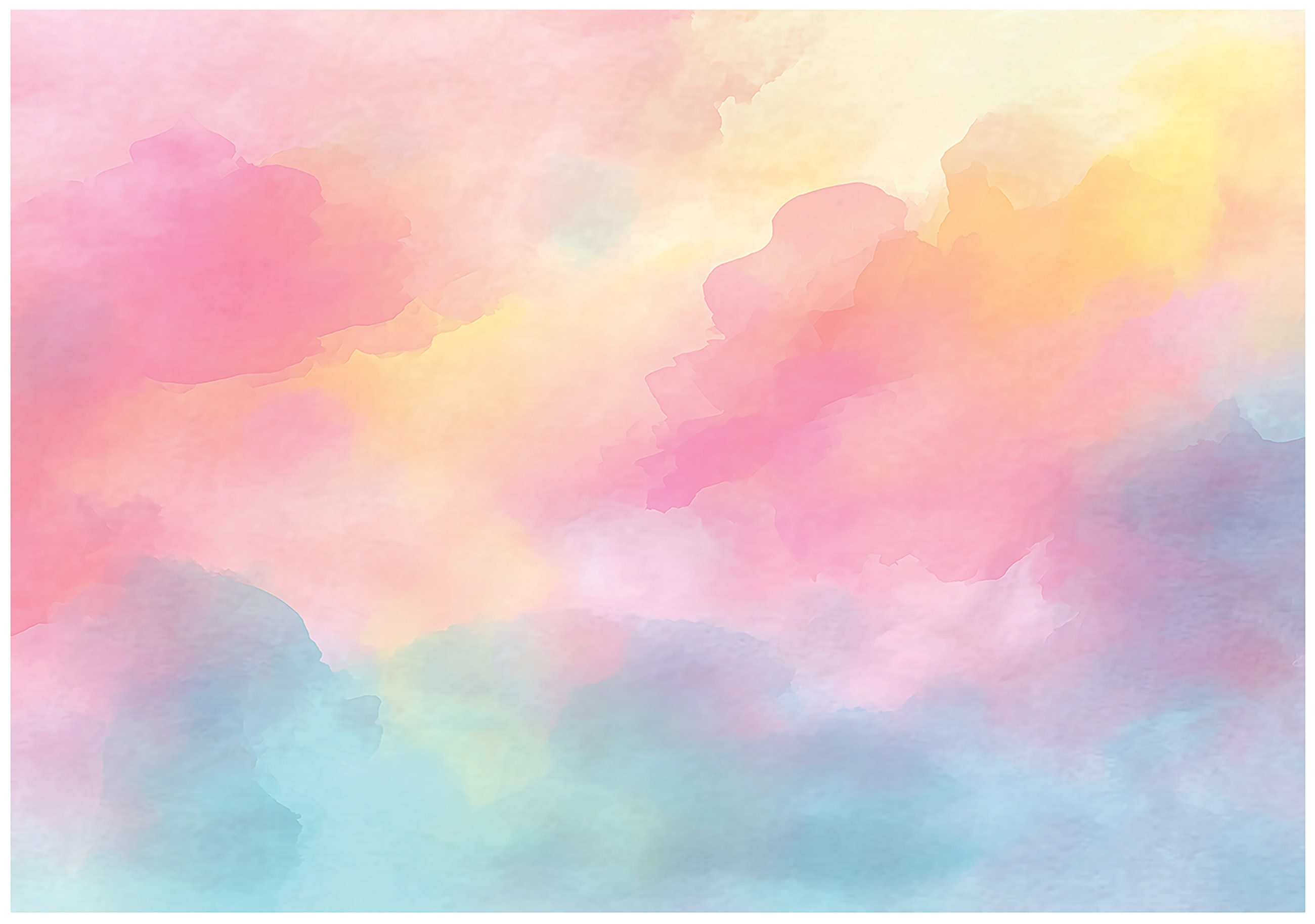 Wallarena Fototapete Kinderzimmer Himmel Blau Rosa Pastell Kinder Vlies Tapete Wandtapete, Glatt Vlies Washable, Abstrakt, Blau, Rosa, Gelb, (Packung, 2 St., Vlies Fototapete), Vliestapete bunt rosa Kinderzimmer Tapete + Kleister Motivtapete