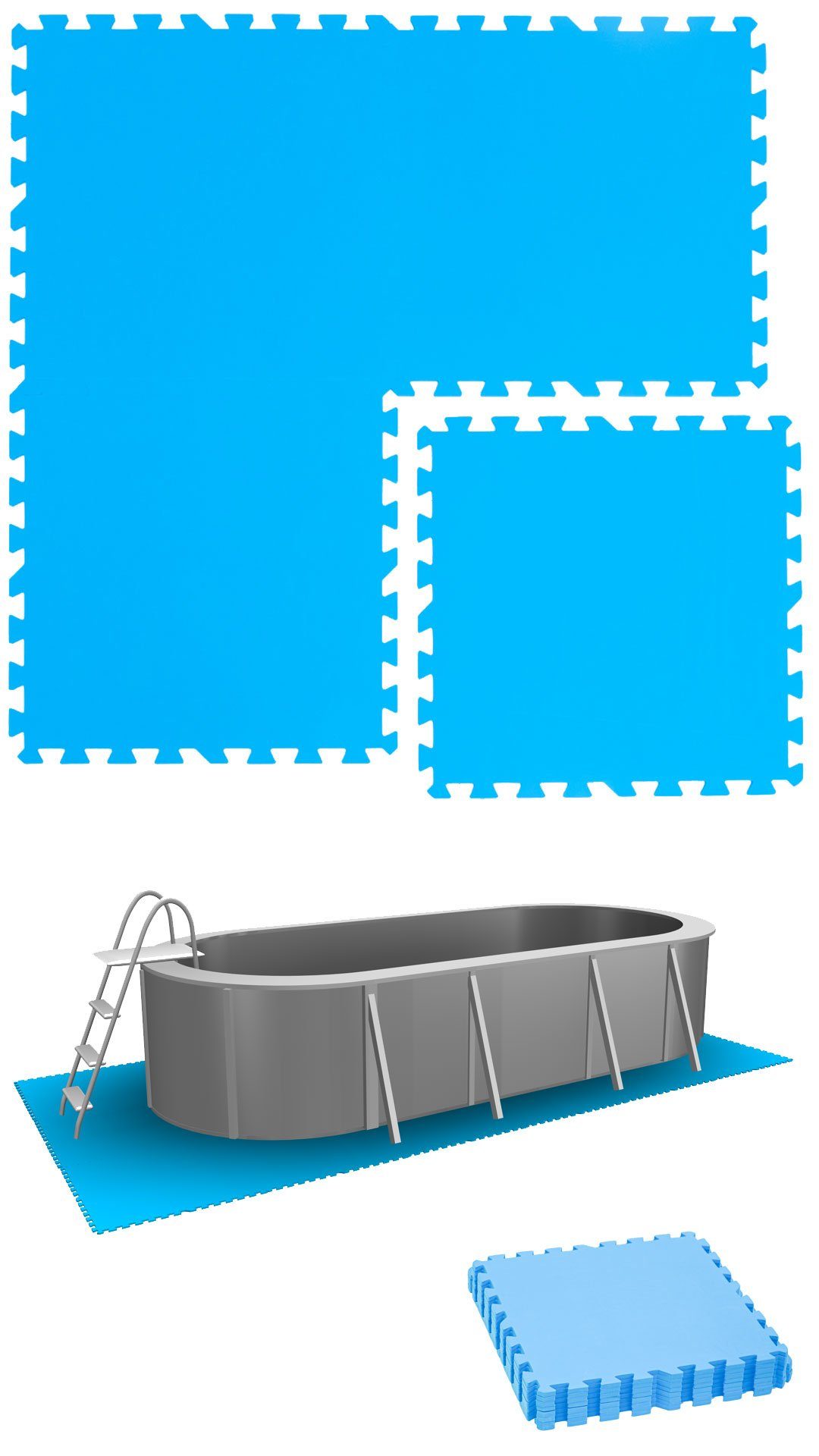 eyepower Bodenmatte 1,9 m² Poolunterlage 8 EVA Matten 50x50 Matten Set, erweiterbares Stecksystem Blau