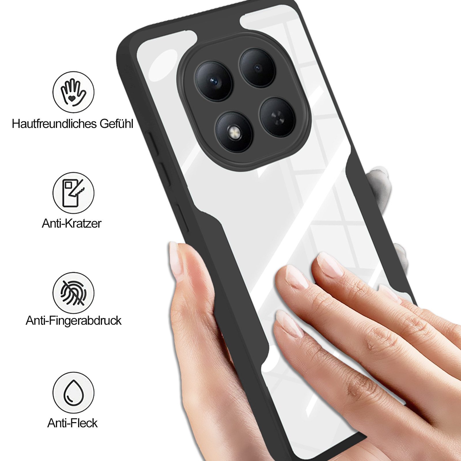 betterfon Handyhülle für Xiaomi Redmi Note 15 Pro+ / Poco M8 Pro 5G, 360° mit Dispayfolie, Vollschutz Case mit integriertem Displayschutz und klarer Sicht – Bild 4 von 5