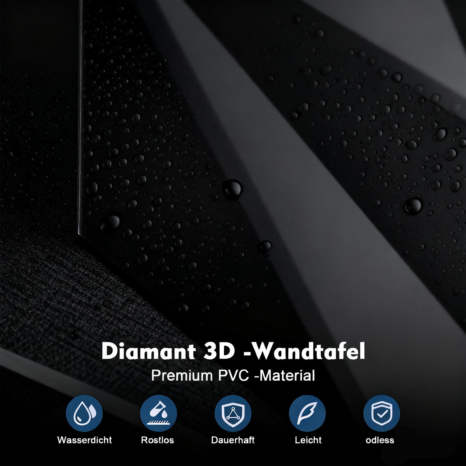PFCTART 3D Wandpaneel 20 Stück 3D Wandpaneele Diamant Design – Hochsteifes PVC, 30×30 cm, 0,09 qm, (Nicht verformbar, leicht zu reinigen – für Wohnzimmer, Büro & Studio) Wasserfest, hitzebeständig & geruchsneutral – langlebig & recycelbar
