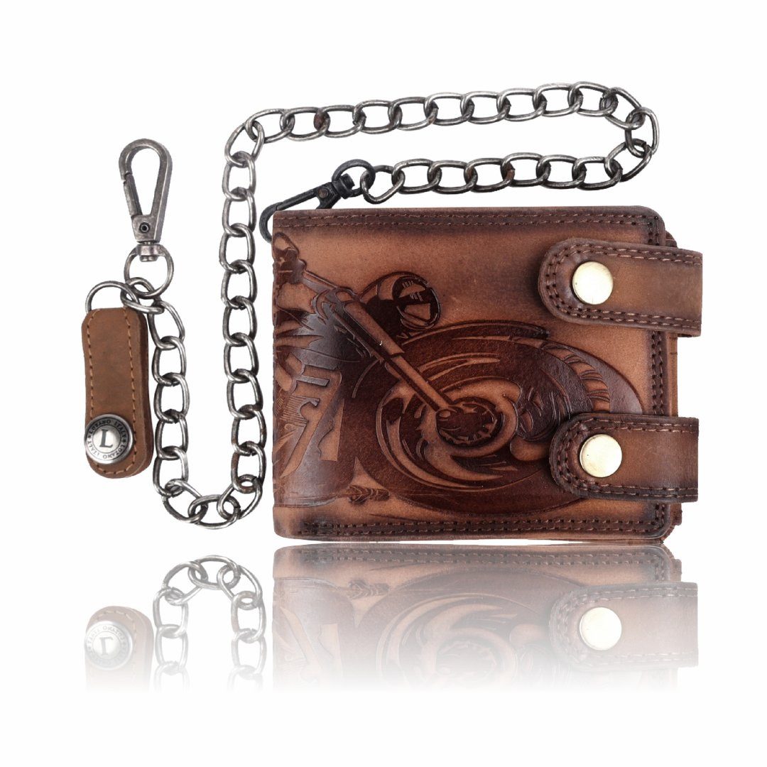 LOZANO Italy Bauchtasche 10732W-BWL-A-25 TAN (1-tlg., 1x Geldbörse), Stilvolles Motorrad-Motiv