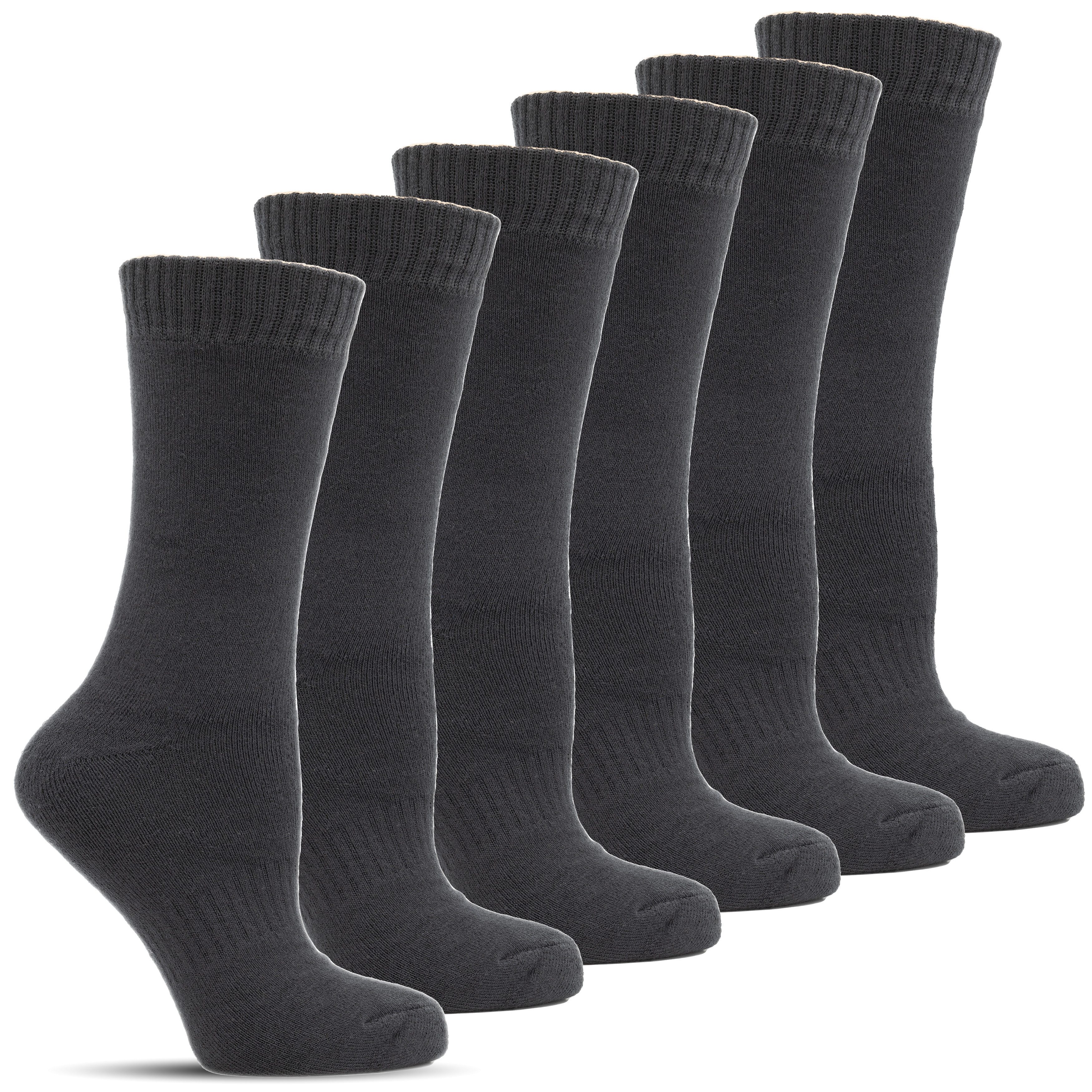 Frostfighter Thermosocken Thermo-Bambussocken Wintersocken (6-Paar) dicke warme gefütterte schwarze Socken
