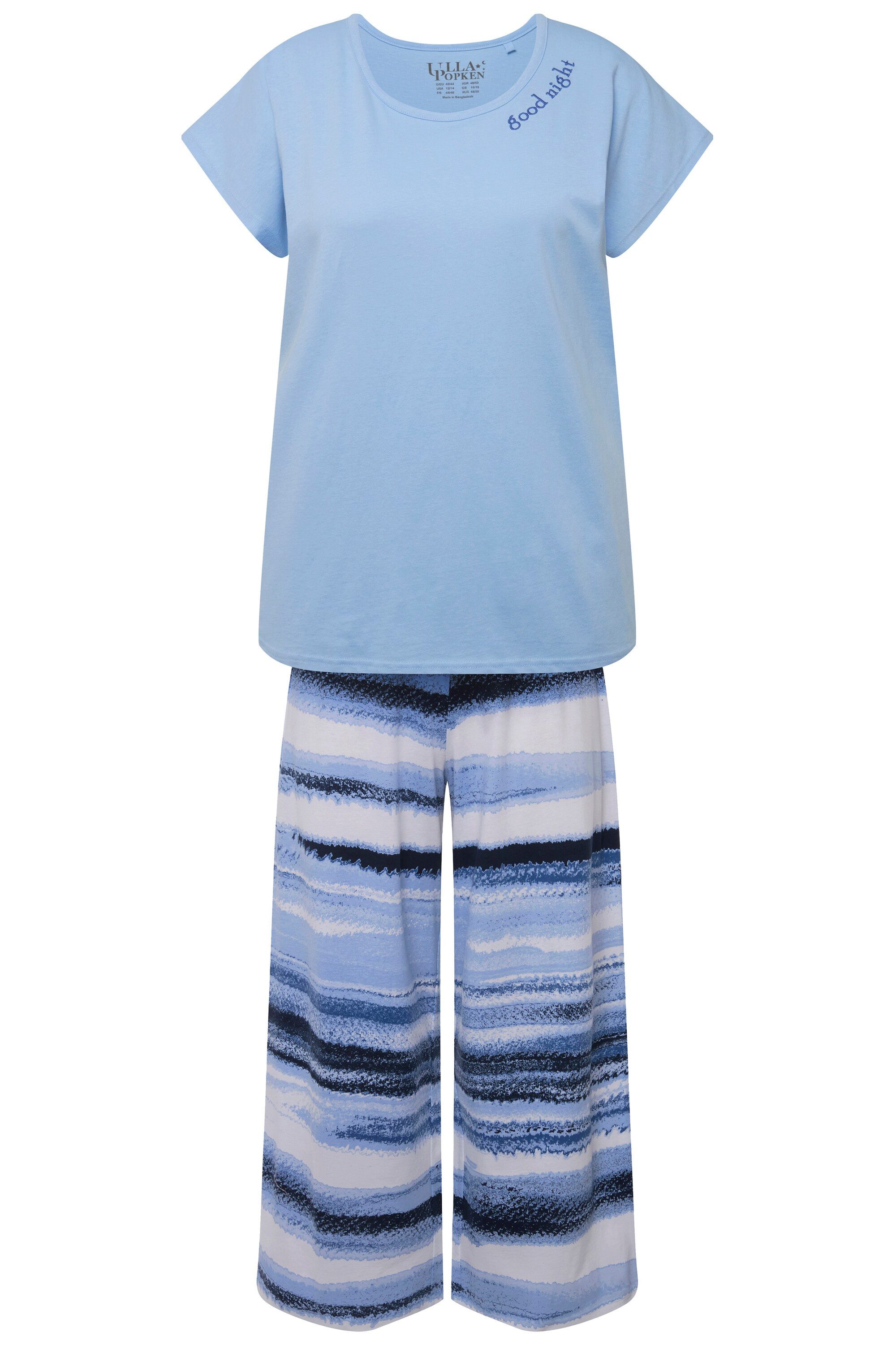 Ulla Popken Pyjama Pyjama Streifen Stickerei günstig online kaufen