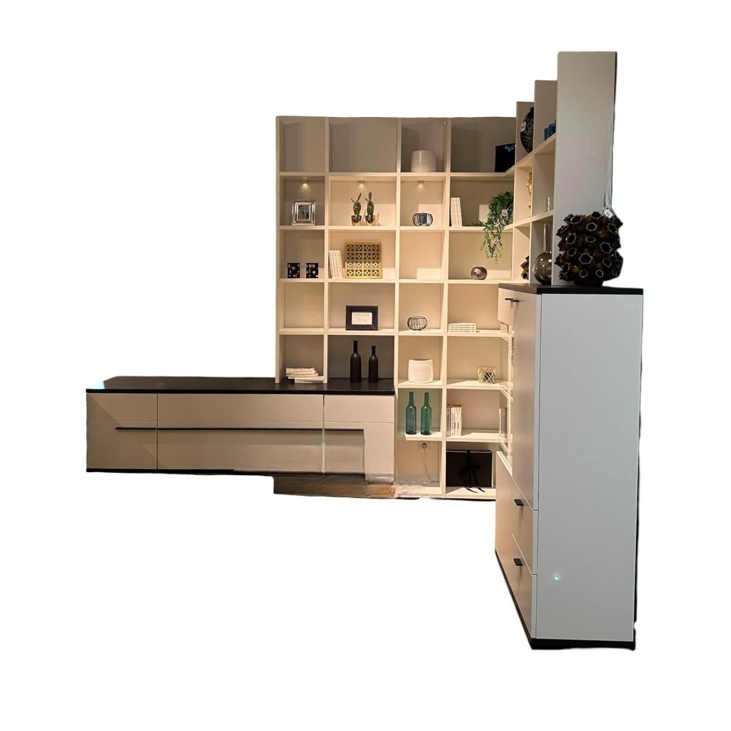 GWINNER Anbauschrank Wohnwand LS 561220 PG1 Lack Seidenmatt Weiß Und Anthrazit