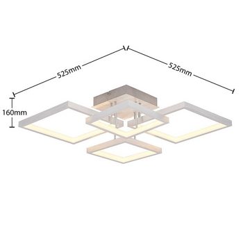 Lindby LED Deckenleuchte Adritha, dimmbar, LED-Leuchtmittel fest verbaut, warmweiß, Modern, Aluminium, Metall, Silikon, gebürstetes Aluminium, 4 flammig