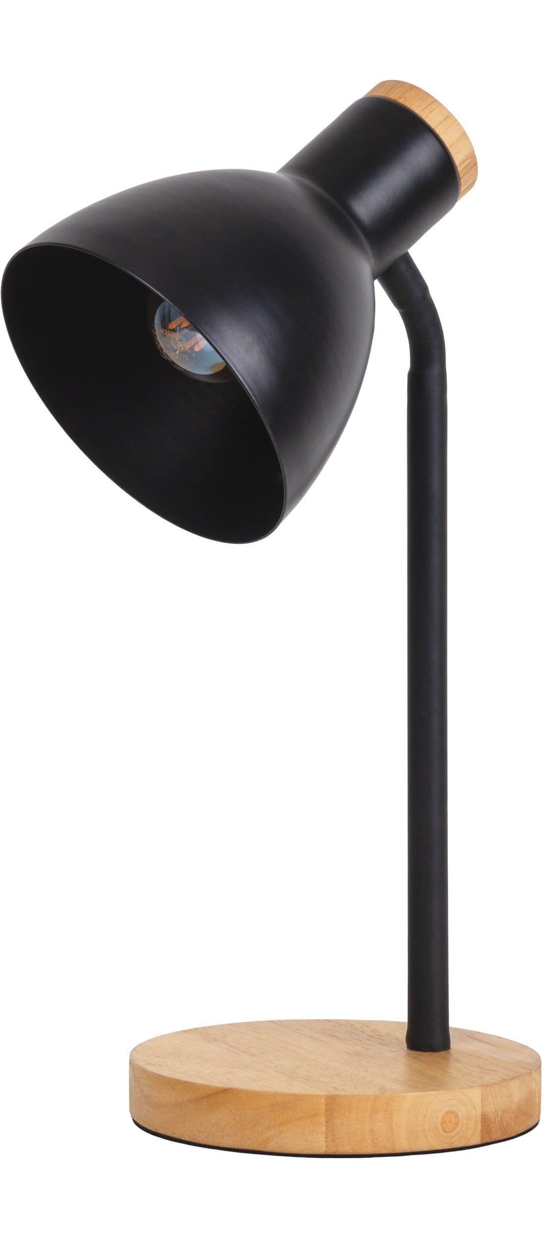 näve Schreibtischlampe Marie, ohne Leuchtmittel, Fuß und Schirm z.T. aus Holz, Schirm flexibel beweglich, E14 – Bild 5 von 5