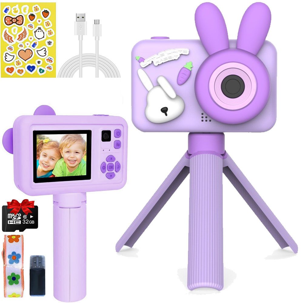 Kinderkamera mit Stativ 1080P HD 2.0”Display mit 32 GB Digitalkamera Kinderkamera