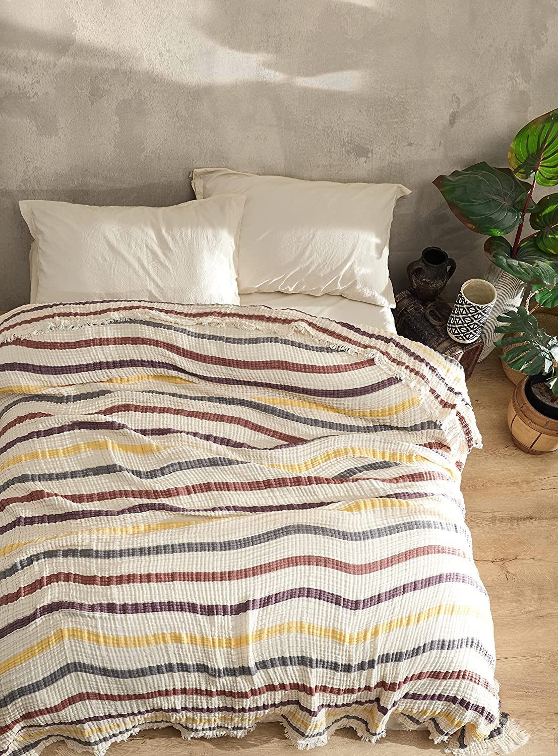 Wohndecke BOHORIA® Musselin Kuscheldecke „Linea“ extra günstig online kaufen
