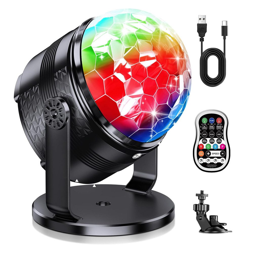 Nivzo LED Discolicht LED RGB Dynamisch Disco Partylichter, Bühnenlicht für Party, Bar, 3 Musikmodi Und 15 Farbkombinationen, LED fest integriert, RGB, Timer-Funktion, Musikgesteuert, Disco 360° drehbar, LED DJ Party Licht