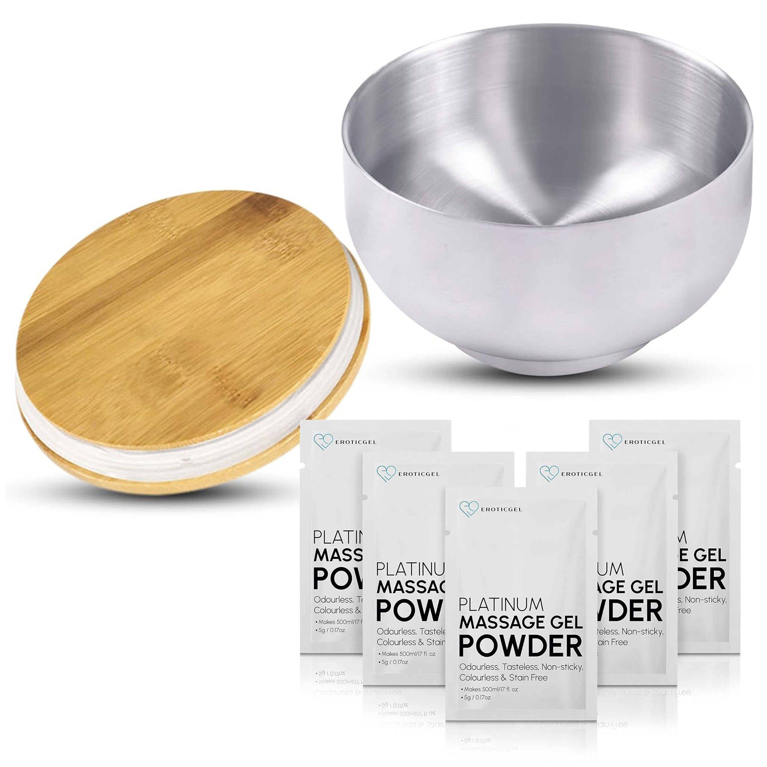Gleit- und Massagegel Shaker-Set + 5x 5g Beutel Massage-Gel-Pulver