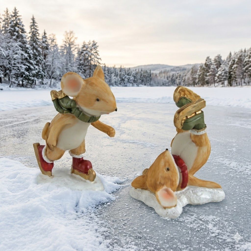 Posiwio Dekofigur 2er Set Mäuse "kleines Winterglück auf Kufen" (2 St., 2 tlg)