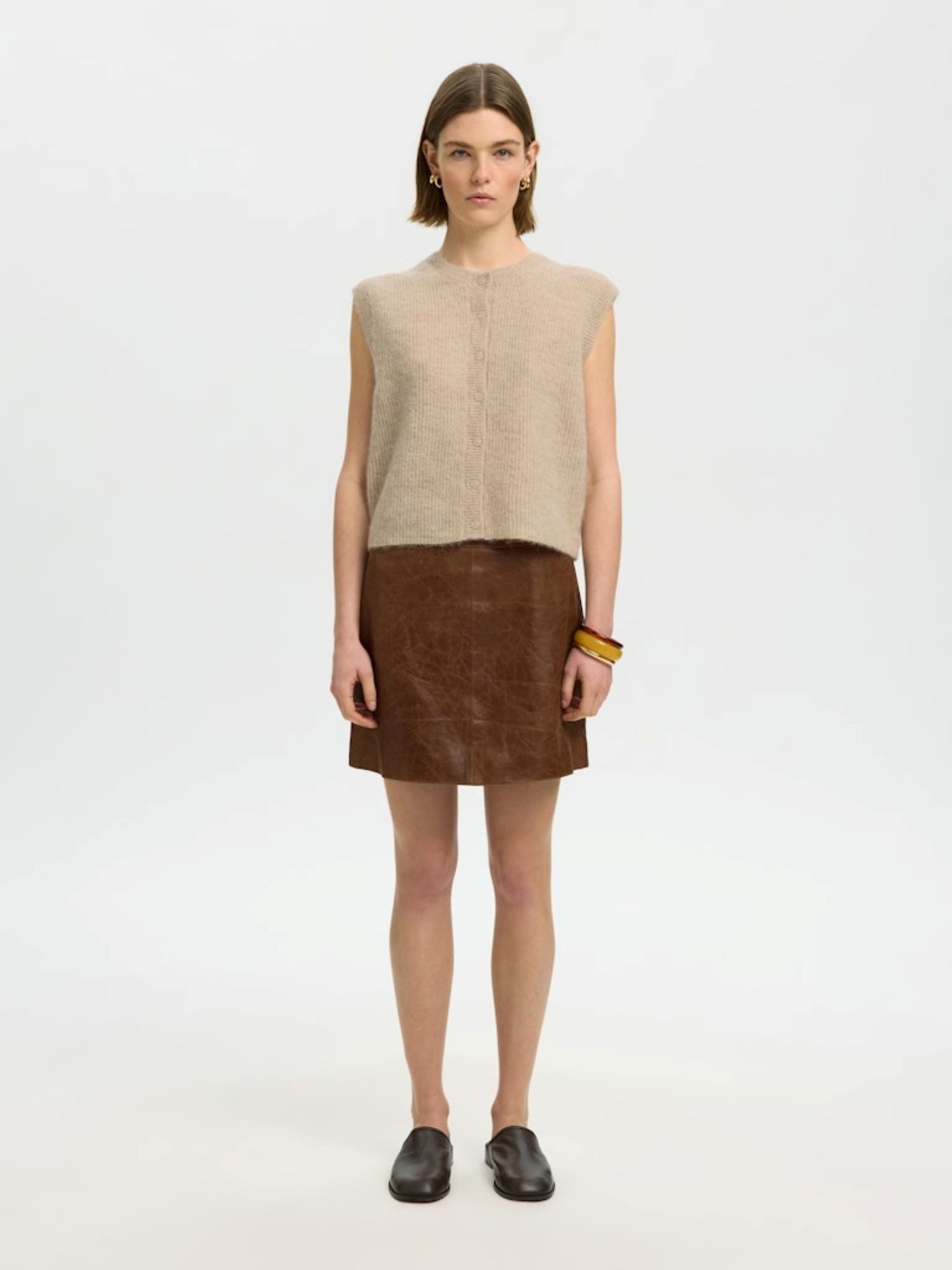 Selected Strickweste SLWLULU SL BUTTON O-NECK VEST