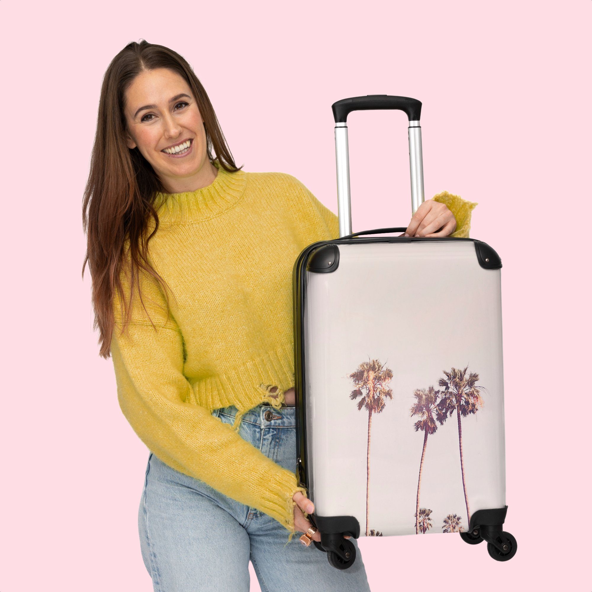 Trolley mit Rollen, 4 Natur Himmel, Rollen 55x35x20cm Rollkoffer Sonne Reisekoffer Kleine 4 Cabin - - - Palmen Handgepäck NoBoringSuitcases.com© Handgepäckkoffer -