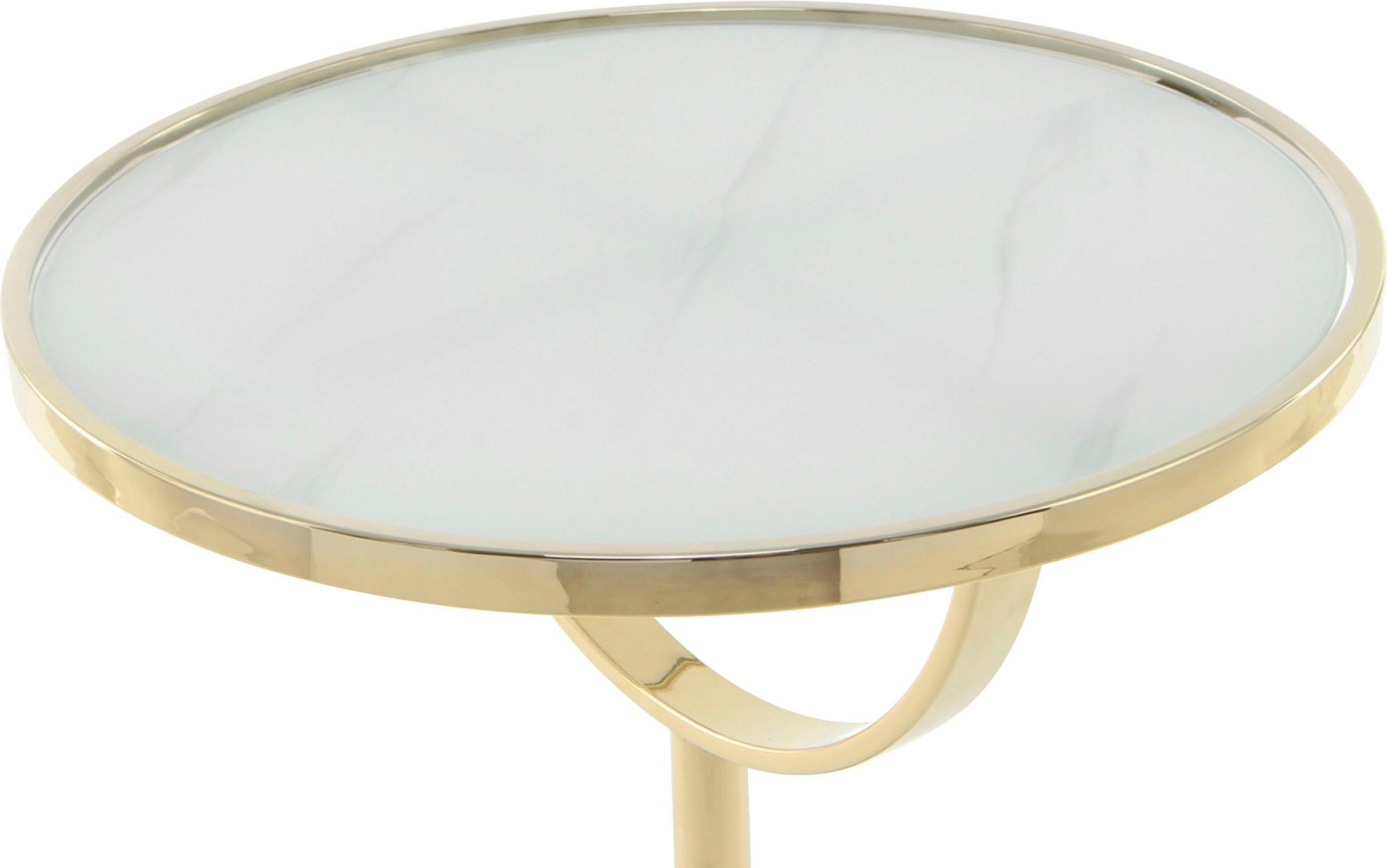 Kayoom Beistelltisch Rocio, Ausgefallenes Design,Stabiler Marmor-Sockel (1-St), ausgefallenes Gestell, stabiler Marmorfuß, marmorierte Glasplatte